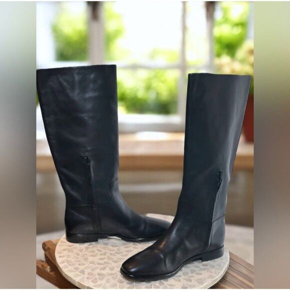 Vince $595 Margaret Black Leather Riding Boots Women’s 7.5 / 38 Knee High Equest - Picture 7 of 9